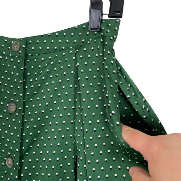 Who What Wear Green Tiny Polka Dot Button Front Maxi Skirt w Pockets Size 6 - Picture 4 of 13